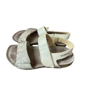 Mephisto Oriana Agave Flat Sandal White Silver Leather Sling Back EU 36 US 5.5